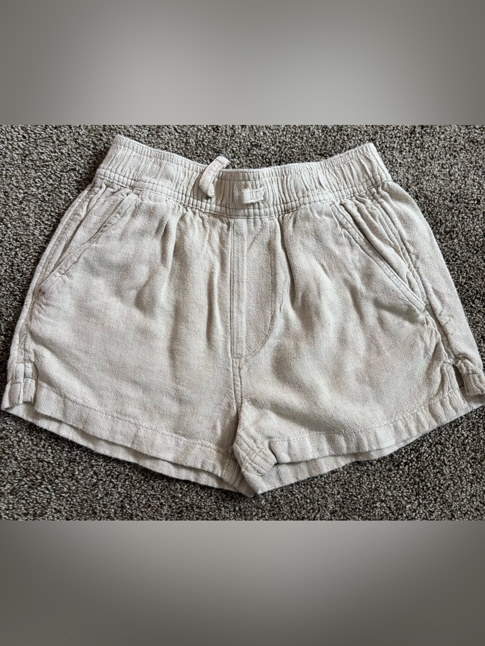 abercrombie kids Cream Terry Cloth Elastic Waist Shorts